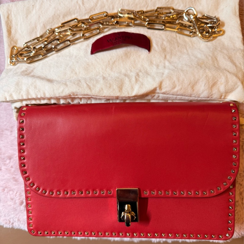 Valentino 小卯釘包 斜背包 手拿包 約21cm-6