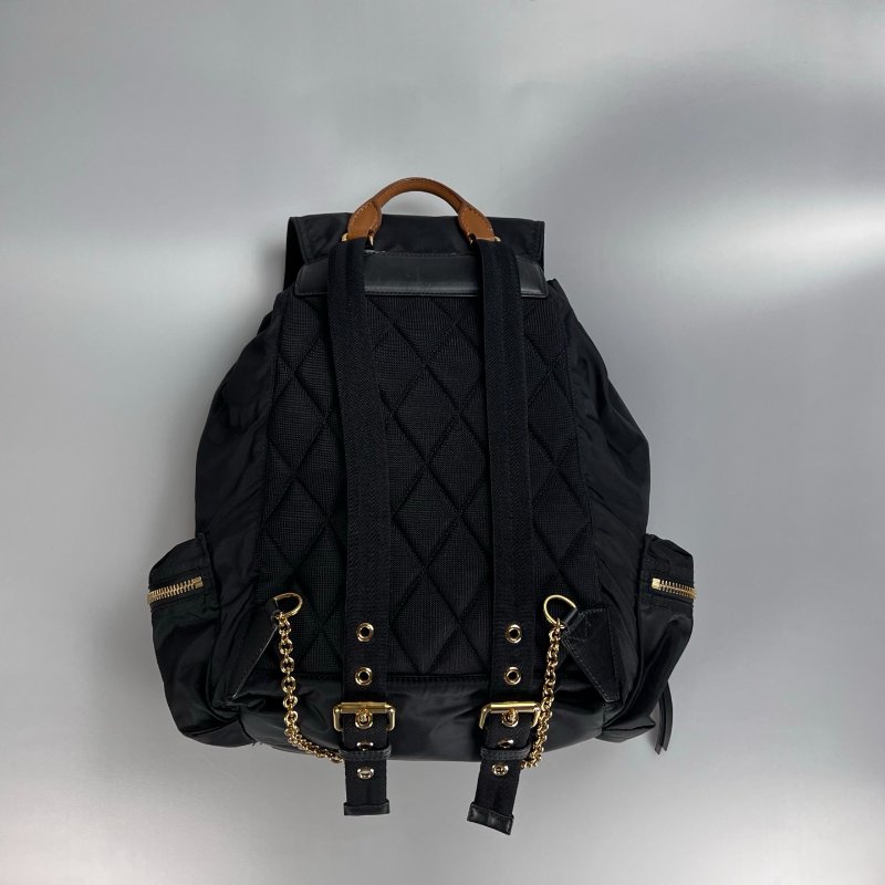 BURBERRY 黑尼龍拚皮革後背包-1