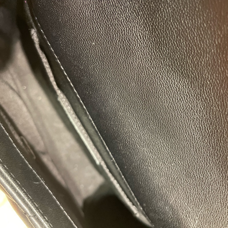 Chanel 20cm 黑色羊皮Flap Bag 珠鏈帶-10