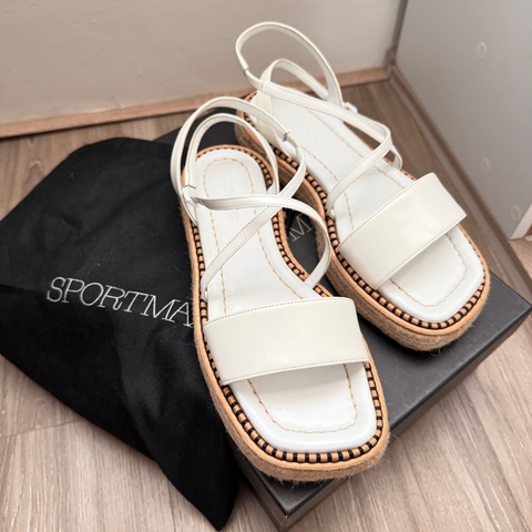 MaxMara Sportmax 白色編織厚底涼鞋