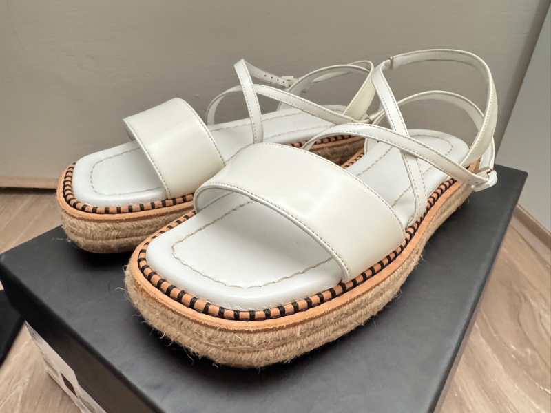 MaxMara Sportmax 白色編織厚底涼鞋-1