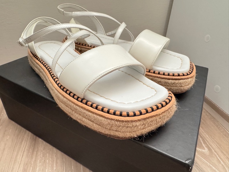MaxMara Sportmax 白色編織厚底涼鞋-2