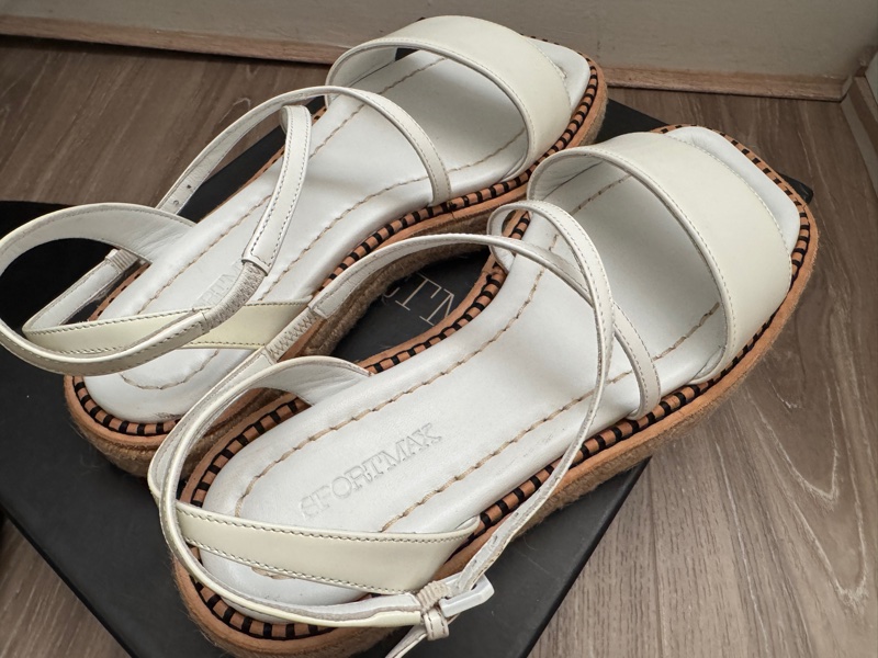 MaxMara Sportmax 白色編織厚底涼鞋-3