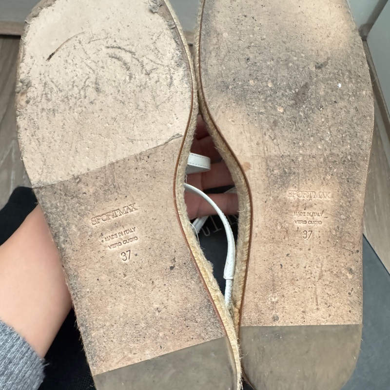 MaxMara Sportmax 白色編織厚底涼鞋-5