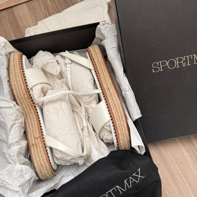 MaxMara Sportmax 白色編織厚底涼鞋-9