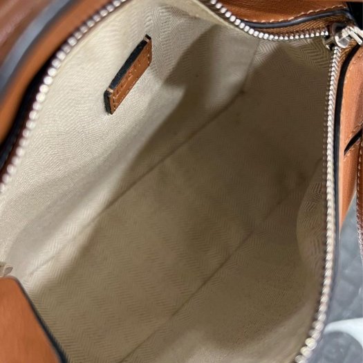 東區正精品㊣LOEWE PUZZLE MINI 焦糖色小牛皮銀扣拼接幾何拼圖手提肩背斜背包兩用包迷你款 RZ6206-3