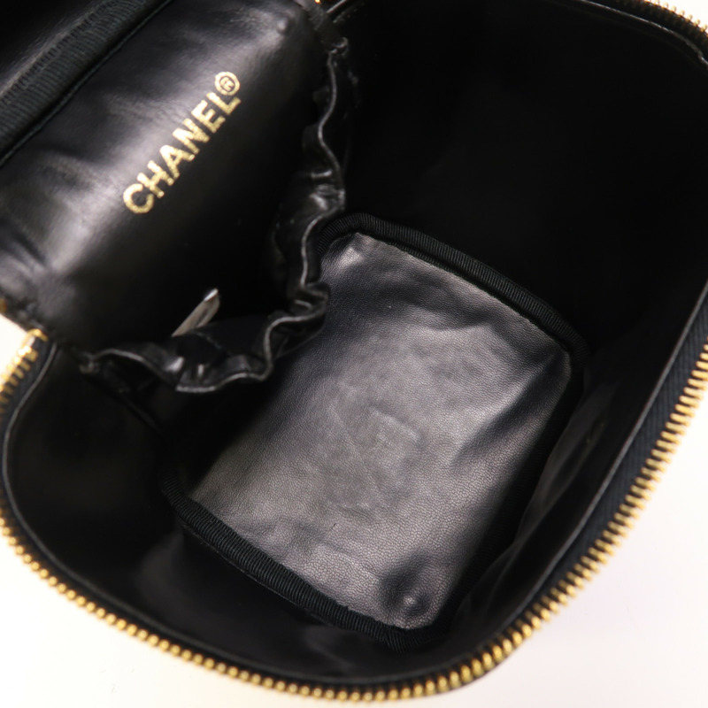 CHANEL 牛皮皮革Vanity金扣手挽袋-4