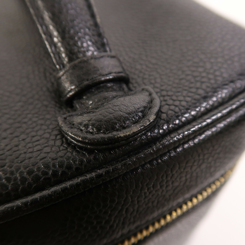 CHANEL 牛皮皮革Vanity金扣手挽袋-12