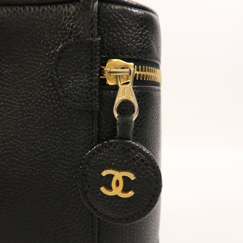 CHANEL 牛皮皮革Vanity金扣手挽袋-14