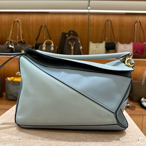 LOEWE Puzzle bag 中號拼色幾何包 藍色