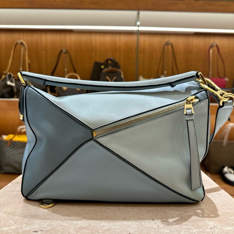LOEWE Puzzle bag 中號拼色幾何包 藍色-1