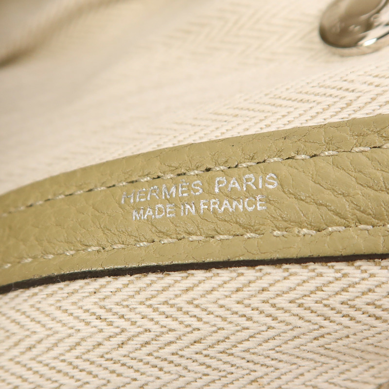 HERMES Negonda皮革Garden Party TPM銀扣手挽袋Poussiere-6