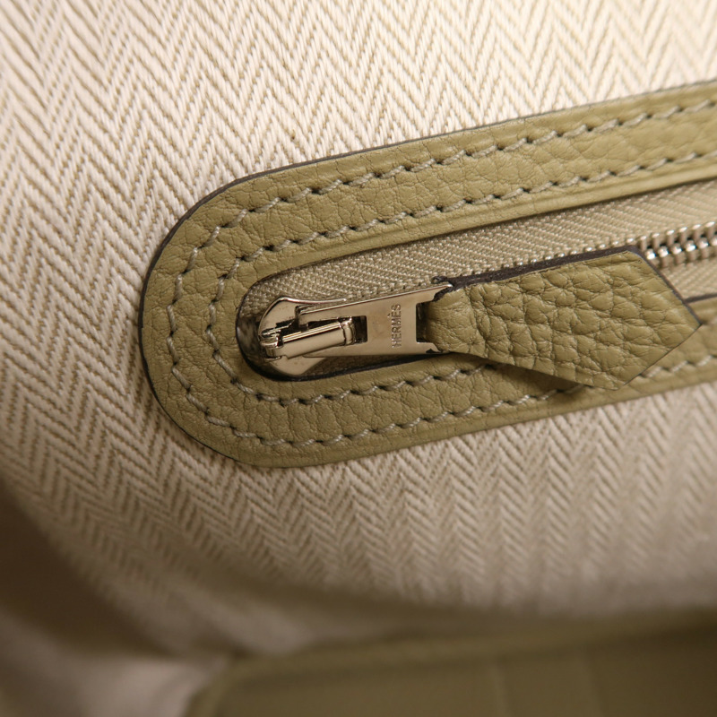 HERMES Negonda皮革Garden Party TPM銀扣手挽袋Poussiere-15