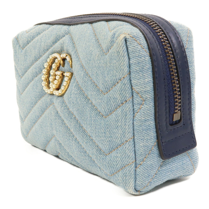 GUCCI 牛仔布Pouch金扣手拿包-2