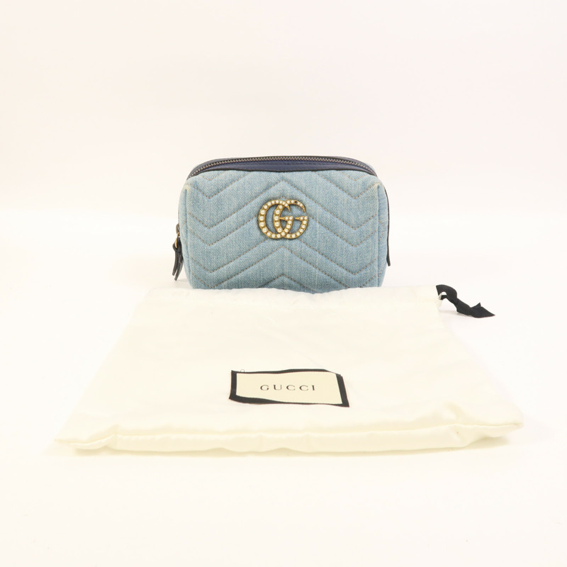 GUCCI 牛仔布Pouch金扣手拿包-7