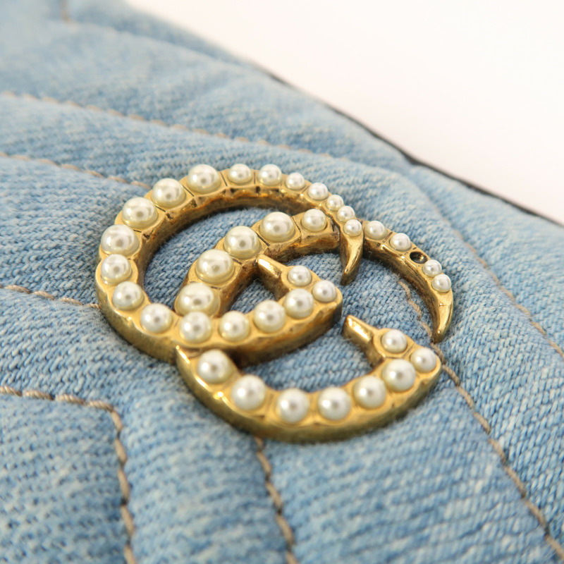 GUCCI 牛仔布Pouch金扣手拿包-8