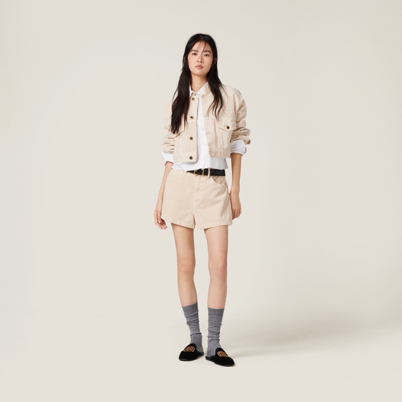 Miu Miu 女士 背面徽標短褲IT-38 IT-40碼-1