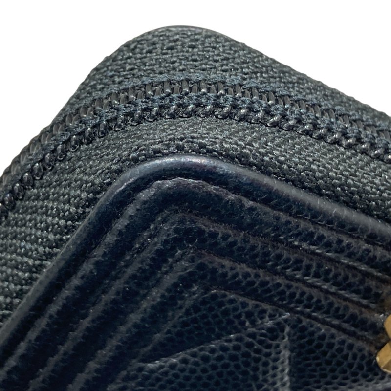 CHANEL 香奈兒 BOY CHANEL 拉鍊 零錢包 卡包 荔枝皮 魚子醬 黑色 金釦-11