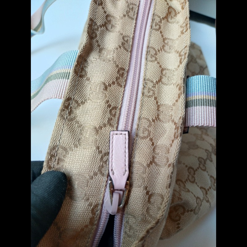 Gucci 粉把駝布logo水餃包-20