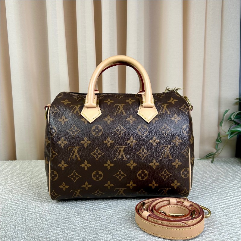 LV路易威登 Speedy 25 老花手提單肩包 超大容量 可調節肩帶 可單肩可斜挎 日常通勤 逛街都百搭-5