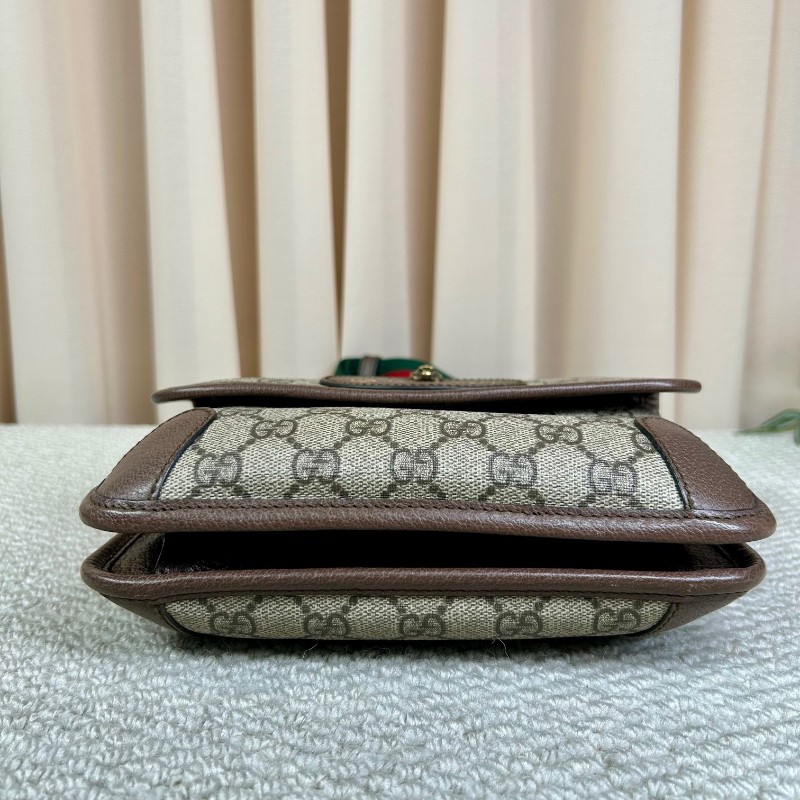 Gucci古馳雙面虎頭包 經典老花配棕色皮革滾邊 男女通用可斜挎單肩胸包腰包 多種背法 時尚又百搭-4