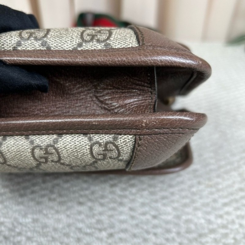 Gucci古馳雙面虎頭包 經典老花配棕色皮革滾邊 男女通用可斜挎單肩胸包腰包 多種背法 時尚又百搭-10