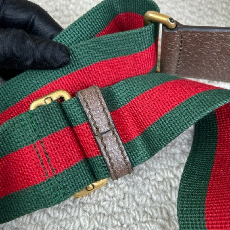 Gucci古馳雙面虎頭包 經典老花配棕色皮革滾邊 男女通用可斜挎單肩胸包腰包 多種背法 時尚又百搭-14