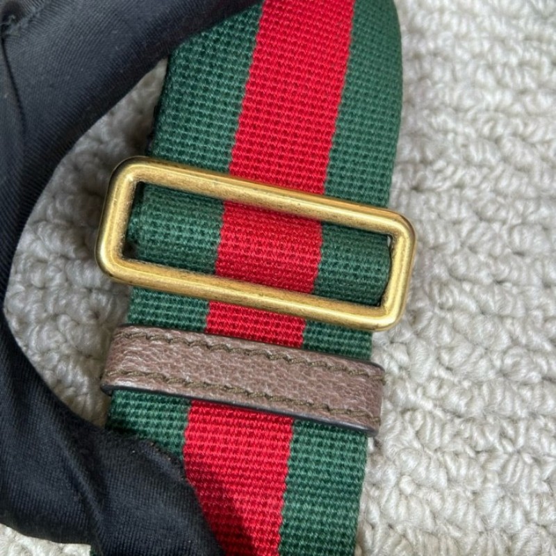 Gucci古馳雙面虎頭包 經典老花配棕色皮革滾邊 男女通用可斜挎單肩胸包腰包 多種背法 時尚又百搭-15