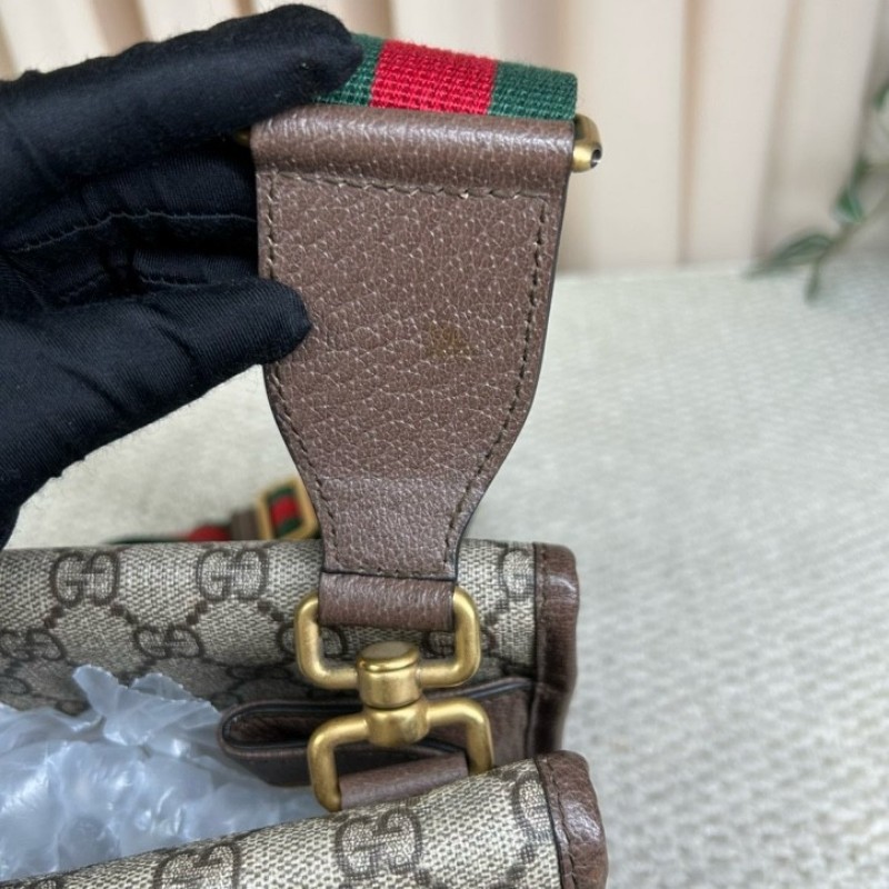 Gucci古馳雙面虎頭包 經典老花配棕色皮革滾邊 男女通用可斜挎單肩胸包腰包 多種背法 時尚又百搭-19