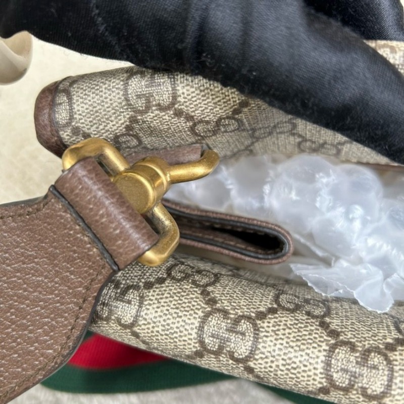 Gucci古馳雙面虎頭包 經典老花配棕色皮革滾邊 男女通用可斜挎單肩胸包腰包 多種背法 時尚又百搭-20