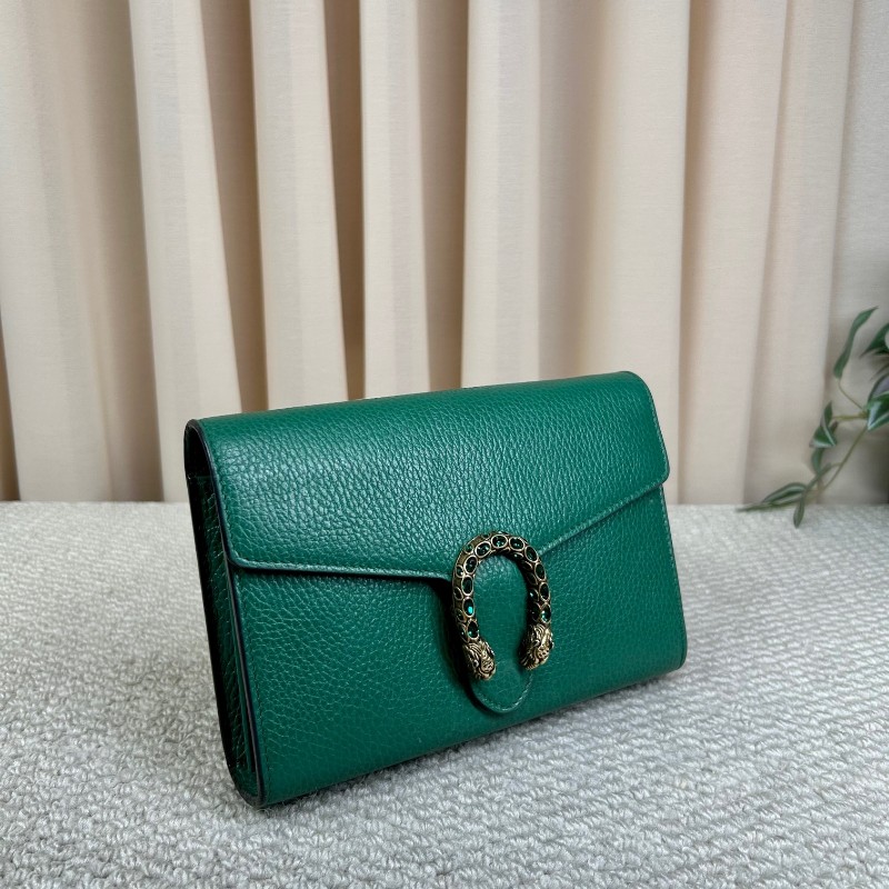 Gucci古馳祖母綠鑽扣酒神woc鏈條包 鏈條肩帶 可單肩可斜挎 肩帶拆卸可當手包 容量實用 復古又吸睛-1