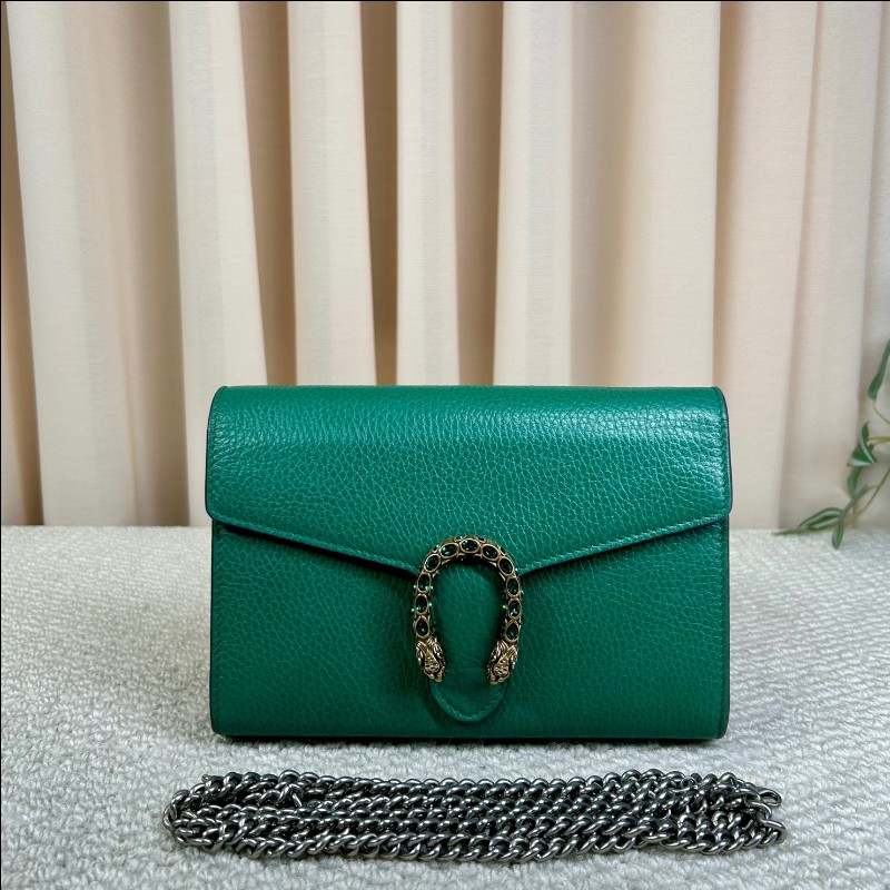 Gucci古馳祖母綠鑽扣酒神woc鏈條包 鏈條肩帶 可單肩可斜挎 肩帶拆卸可當手包 容量實用 復古又吸睛-5