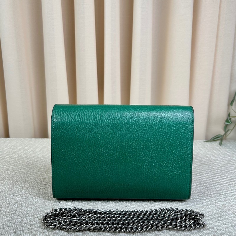 Gucci古馳祖母綠鑽扣酒神woc鏈條包 鏈條肩帶 可單肩可斜挎 肩帶拆卸可當手包 容量實用 復古又吸睛-6