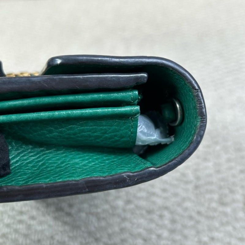 Gucci古馳祖母綠鑽扣酒神woc鏈條包 鏈條肩帶 可單肩可斜挎 肩帶拆卸可當手包 容量實用 復古又吸睛-8