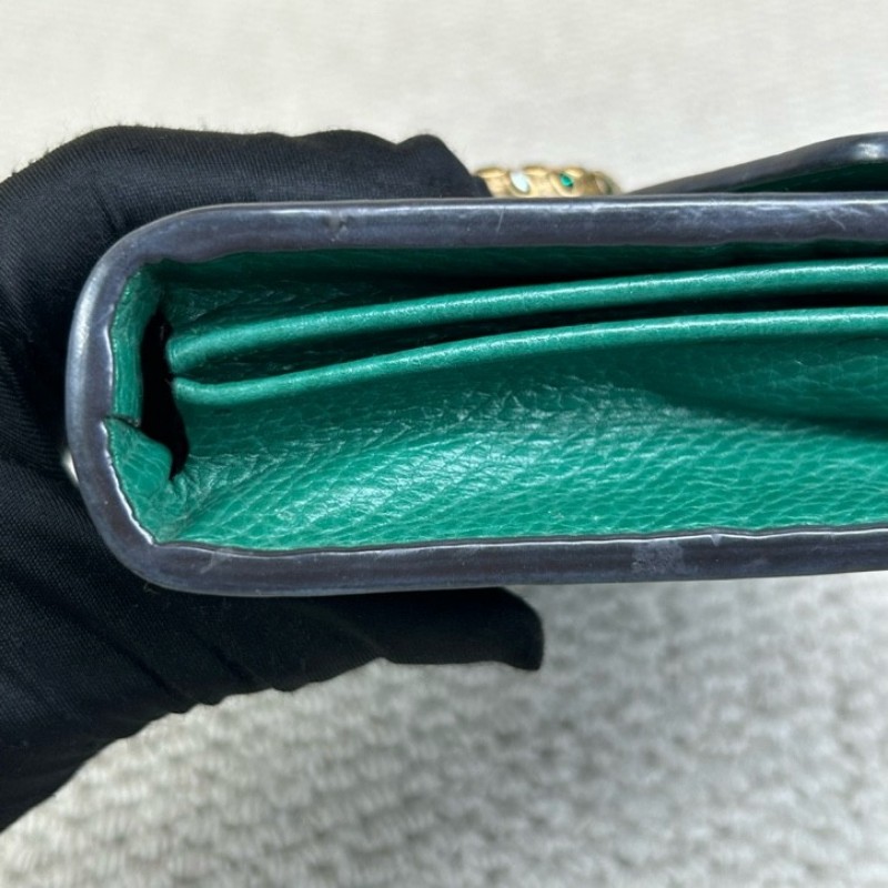 Gucci古馳祖母綠鑽扣酒神woc鏈條包 鏈條肩帶 可單肩可斜挎 肩帶拆卸可當手包 容量實用 復古又吸睛-9