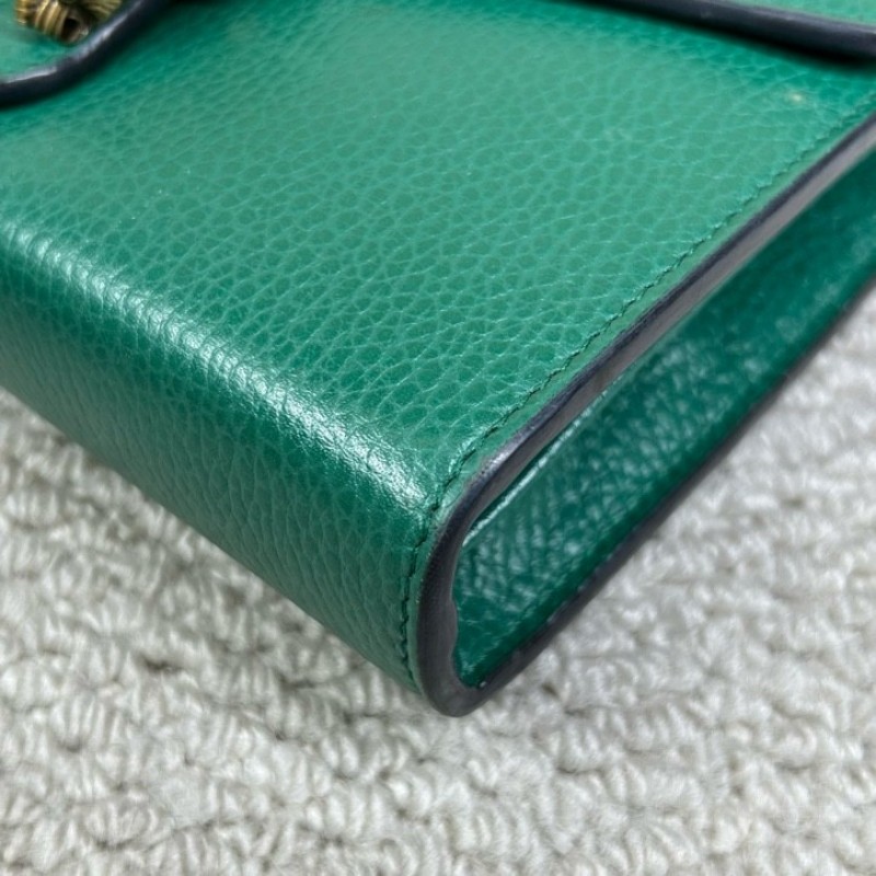 Gucci古馳祖母綠鑽扣酒神woc鏈條包 鏈條肩帶 可單肩可斜挎 肩帶拆卸可當手包 容量實用 復古又吸睛-11