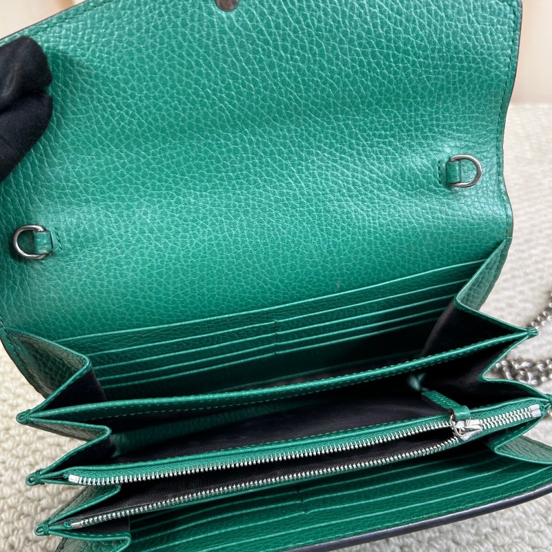 Gucci古馳祖母綠鑽扣酒神woc鏈條包 鏈條肩帶 可單肩可斜挎 肩帶拆卸可當手包 容量實用 復古又吸睛-14