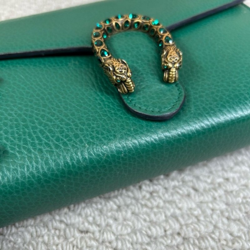 Gucci古馳祖母綠鑽扣酒神woc鏈條包 鏈條肩帶 可單肩可斜挎 肩帶拆卸可當手包 容量實用 復古又吸睛-15
