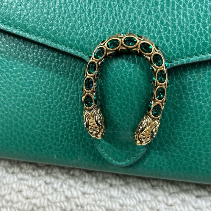 Gucci古馳祖母綠鑽扣酒神woc鏈條包 鏈條肩帶 可單肩可斜挎 肩帶拆卸可當手包 容量實用 復古又吸睛-21