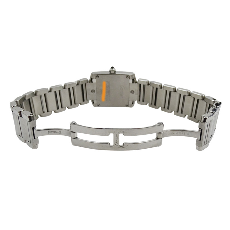 卡地亞 Tank Française 女士腕錶，小號，亞洲專供，石英機芯，不鏽鋼，W51026Q3，銀/黑色，拋光-3