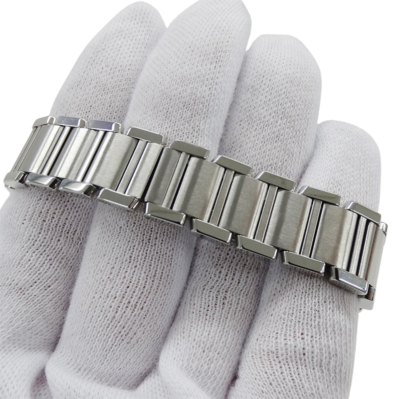 卡地亞 Tank Française 女士腕錶，小號，亞洲專供，石英機芯，不鏽鋼，W51026Q3，銀/黑色，拋光-4