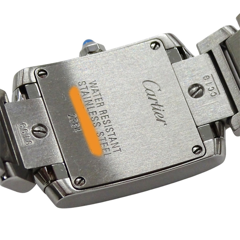 卡地亞 Tank Française 女士腕錶，小號，亞洲專供，石英機芯，不鏽鋼，W51026Q3，銀/黑色，拋光-5