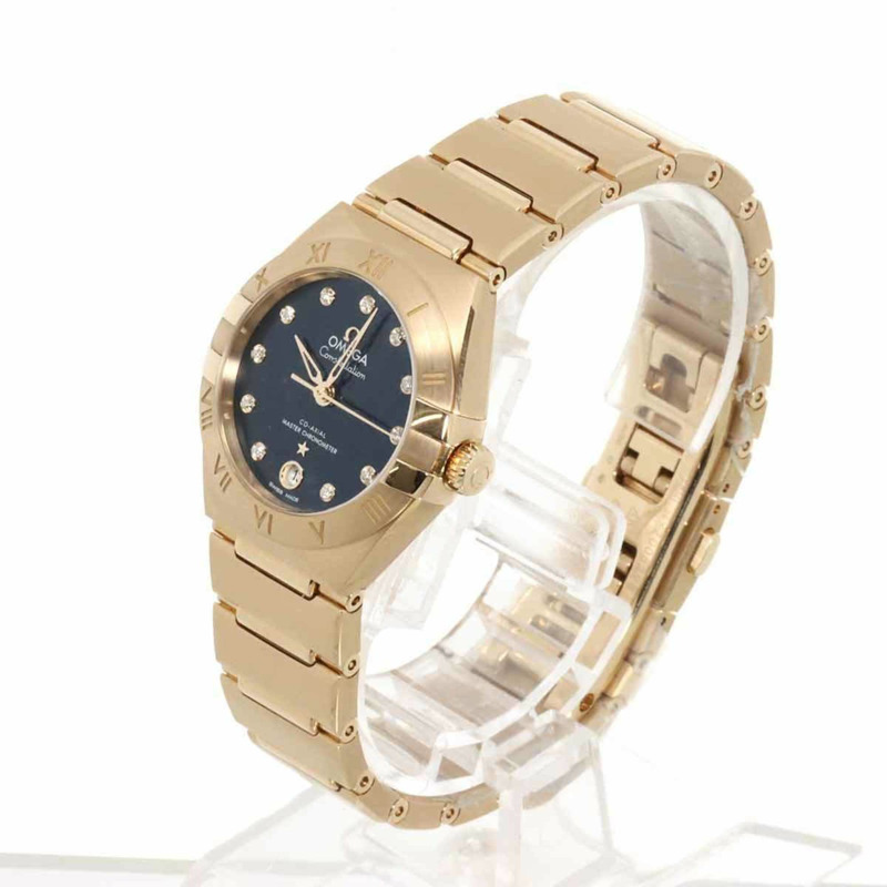 歐米茄星座系列同軸腕錶 131 50 29 20 53 001 女士腕錶，鑲嵌 11 顆鑽石，日期顯示，藍色 18K 玫瑰金錶殼，自動上鍊機芯-2