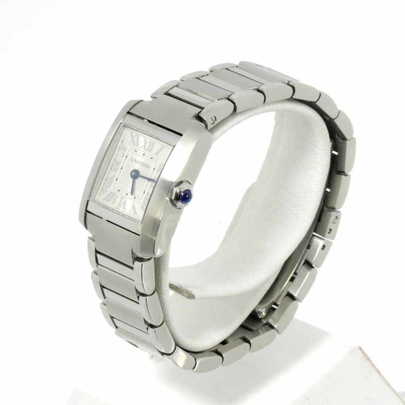 卡地亞 Tank Française SM WSTA0065 女士銀色石英腕錶-2