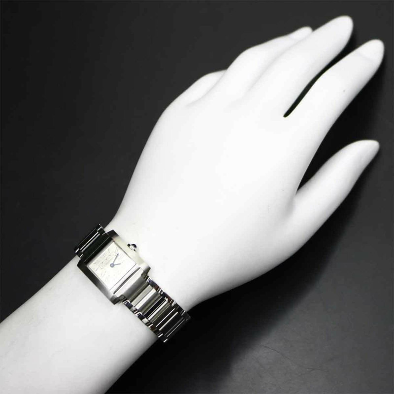 卡地亞 Tank Française SM WSTA0065 女士銀色石英腕錶-3