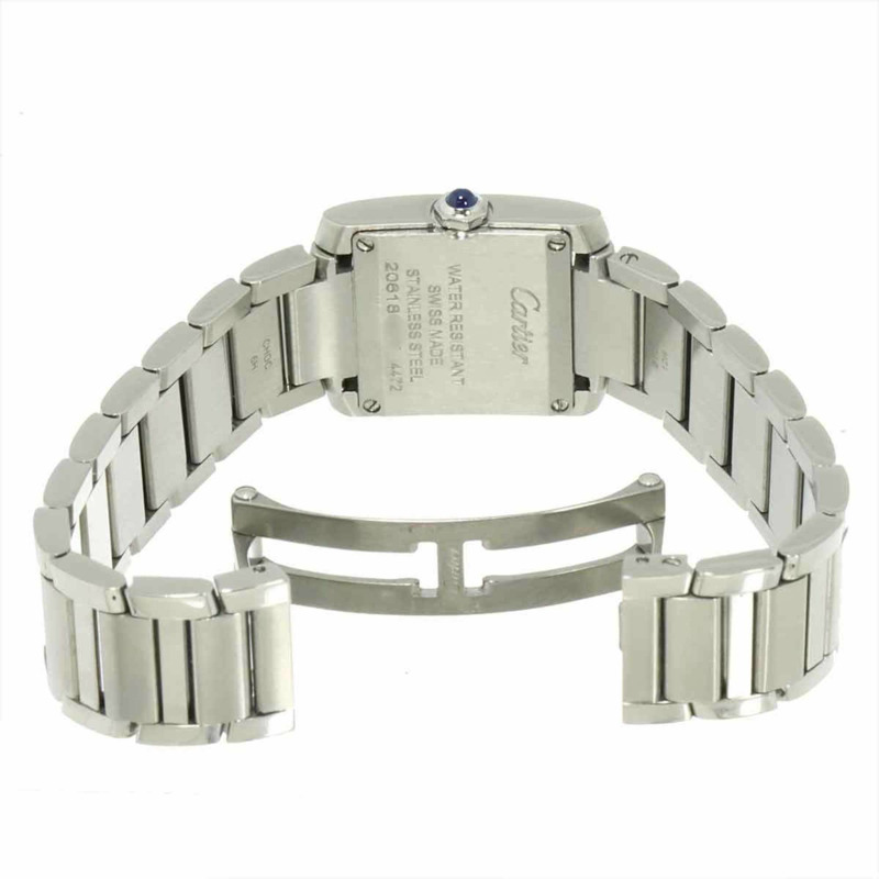 卡地亞 Tank Française SM WSTA0065 女士銀色石英腕錶-4