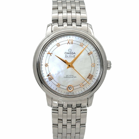 歐米茄 (OMEGA) DeVille Prestige 424 10 33 20 55 002 女士腕錶，帶日期顯示，鑲嵌6顆鑽石，白色錶殼，自動上鍊機芯