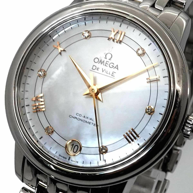 歐米茄 (OMEGA) DeVille Prestige 424 10 33 20 55 002 女士腕錶，帶日期顯示，鑲嵌6顆鑽石，白色錶殼，自動上鍊機芯-5