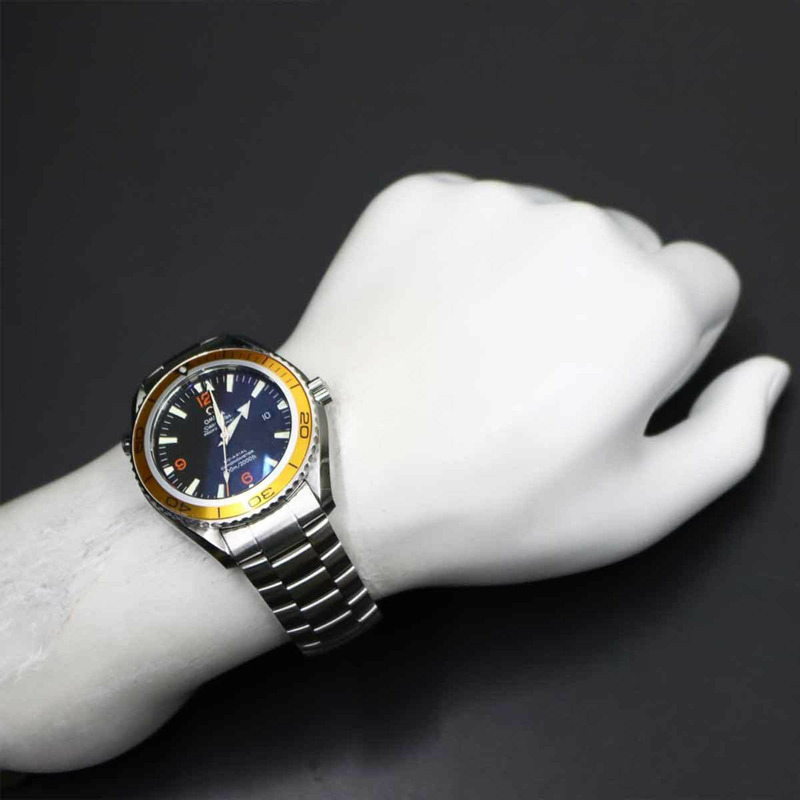 歐米茄海馬系列海洋宇宙同軸天文台認證腕錶，防水600米，型號2208 50，男士腕錶，附日期顯示，黑色，自動機械錶-3