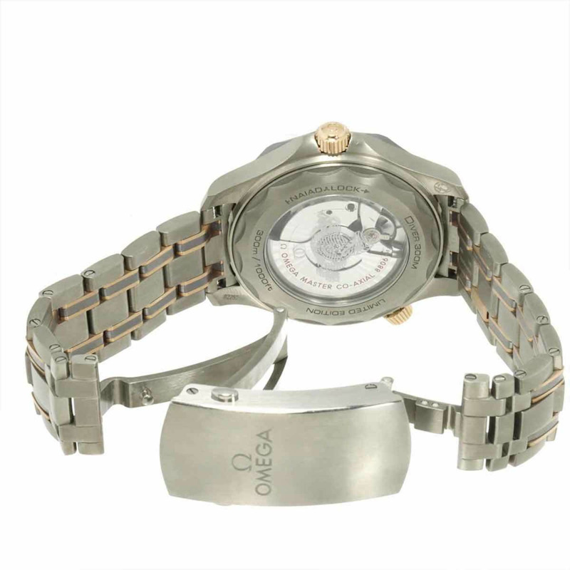 歐米茄海馬系列300公尺潛水錶限量版雙色腕錶 210 60 42 20 99 001，全球限量2500枚，男士腕錶，灰色錶殼，18K玫瑰金錶殼，自動上鍊。-4
